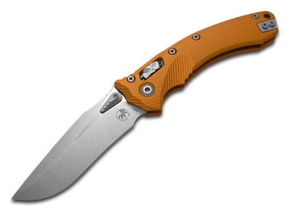 Microtech Knives, LLC™ Amphibian S/E Crossbar Lock 137RL-10FLOT Tangerine Orange Anodized 7075-T6 Aluminum M390MK Stainless Steel Pocket Knife