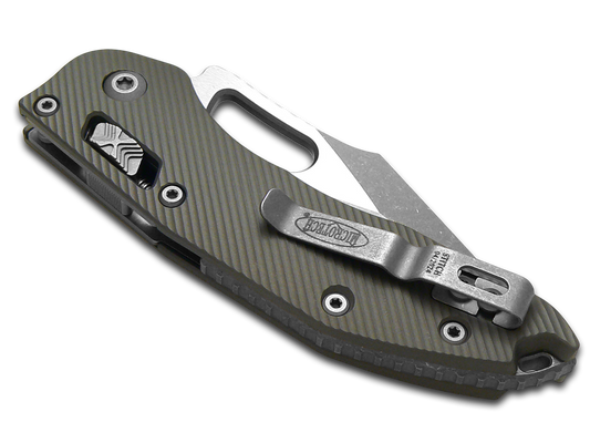 Microtech Knives, LLC™ Stitch Crossbar Lock 169RL-10APFLNC Natural Clear Aluminum M390MK Stainless Steel Pocket Knife