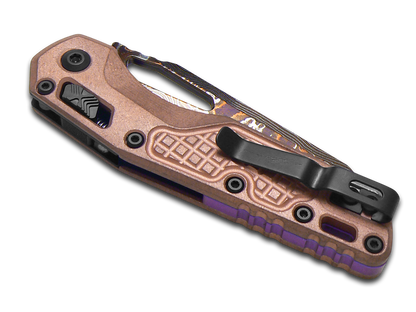 Microtech Knives, LLC™ MSI Crossbar Lock 210-16FRMS3 Stonewashed Copper Baker Forge Coppermai Damascus Steel Pocket Knife