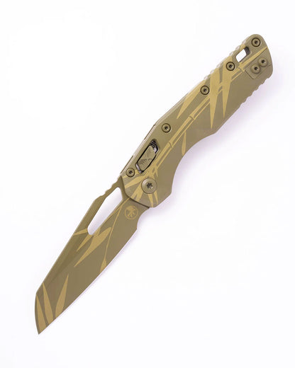 Microtech Knives, LLC™ MSI Crossbar Lock 210-1CAM Bamboo Cerakote 7075-T6 Aluminum M390MK Stainless Steel Pocket Knife