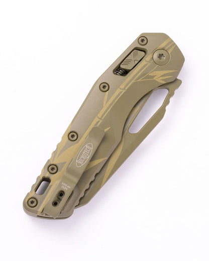 Microtech Knives, LLC™ MSI Crossbar Lock 210-1CAM Bamboo Cerakote 7075-T6 Aluminum M390MK Stainless Steel Pocket Knife