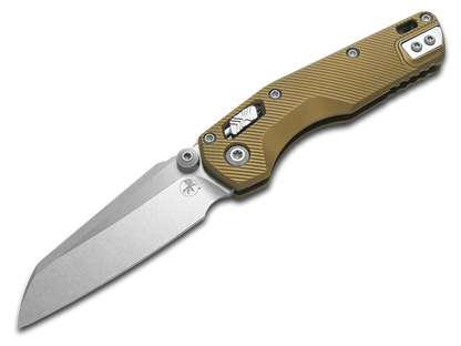 Microtech Knives, LLC™ MSI Mini Crossbar Lock 210M-10APFLTA Tan 7075-T6 Aluminum M390MK Stainless Steel Pocket Knife