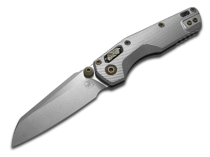 Microtech Knives, LLC™ MSI Mini Crossbar Lock 210M-10FLMS5 Stonewashed 6AL4V Titanium M390MK Stainless Steel Pocket Knife
