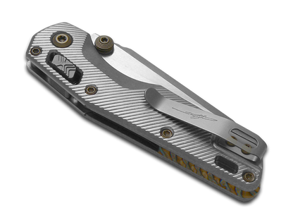Microtech Knives, LLC™ MSI Mini Crossbar Lock 210M-10FLMS5 Stonewashed 6AL4V Titanium M390MK Stainless Steel Pocket Knife