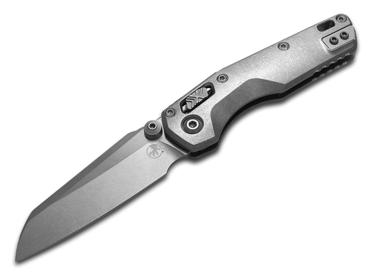 Microtech Knives, LLC™ MSI Mini Crossbar Lock 210M-10MS2 Stonewashed 6AL4V Titanium M390MK Stainless Steel Pocket Knife