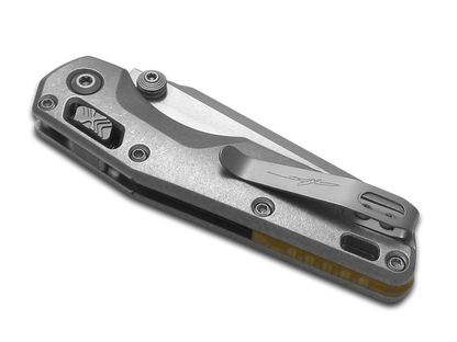 Microtech Knives, LLC™ MSI Mini Crossbar Lock 210M-10MS2 Stonewashed 6AL4V Titanium M390MK Stainless Steel Pocket Knife