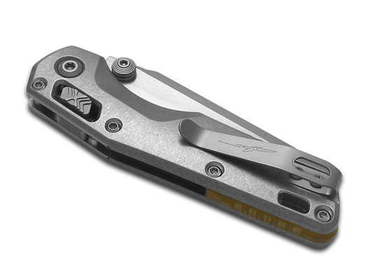 Microtech Knives, LLC™ MSI Mini Crossbar Lock 210M-10MS2 Stonewashed 6AL4V Titanium M390MK Stainless Steel Pocket Knife