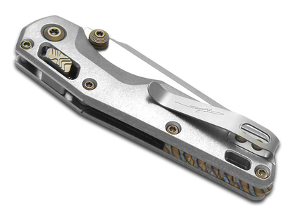 Microtech Knives, LLC™ MSI Mini Crossbar Lock 210M-10MS5 Stonewashed 6AL4V Titanium M390MK Stainless Steel Pocket Knife
