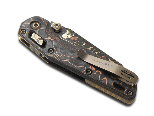 Microtech Knives, LLC™ MSI Mini Crossbar Lock 210M-16MS1 Livewire Carbon Fiber Coppermai Elite Damascus Steel Pocket Knife