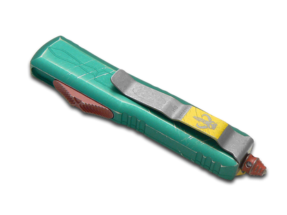 Microtech Knives, LLC™ UTX-85 S/E OTF 233-11BH Distressed Green Anodized 7075-T6 Aluminum M390MK Stainless Steel Pocket Knife