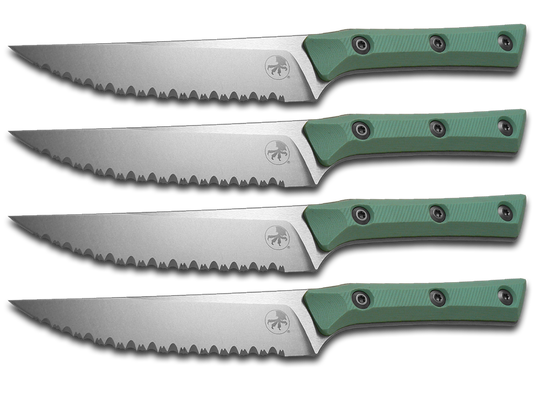 Microtech Knives, LLC™ 4-Piece Steak Knife Set 3600-12SETCA Caribbean Blue G10 M390MK Stainless Steel