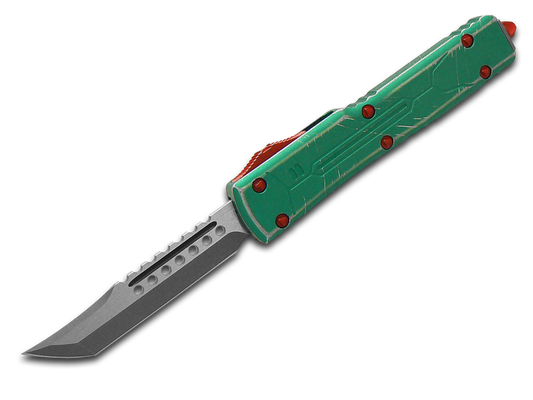 Microtech Knives, LLC™ UTX-70 OTF 419-10BH Red & Green Aluminum Premium Stainless Steel Pocket Knife