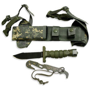 Ontario Knives™ ASEK Survival Fixed Blade 1410 OD Green Kraton 1095 Carbon Steel Knife