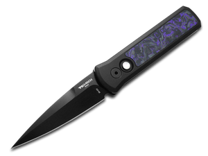 Pro-Tech Knives, LLC™ Godson 7214-VIOLET CF 20CV Black 6061-T6 Aluminum and Violet Marbled Carbon Fiber CPM 20CV Stainless Steel Pocket Knife