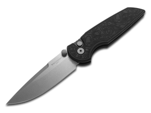 Pro-Tech Knives, LLC™ TR-3 Integrity Button Lock INT1105-TOPO Black Anodized 6061-T6 Aluminum MagnaCut Stainless Steel Pocket Knife