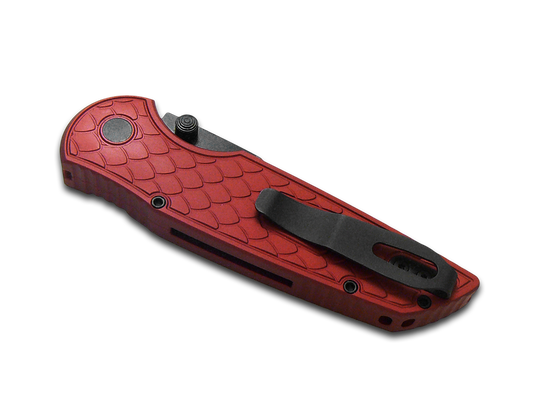 Pro-Tech Knives, LLC™ TR-3 Integrity Button Lock INT1106-REPTILE RED Red Anodized 6061-T6 Aluminum MagnaCut Stainless Steel Pocket Knife
