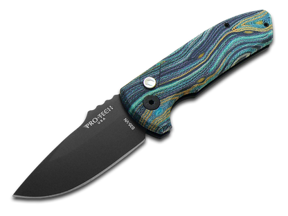 Pro-Tech Knives, LLC™ Short Bladed Rockeye LG423-STARRY NIGHT Starry Night G-Carta and Black 6061-T6 Aluminum CPM S35VN Stainless Steel Pocket Knife