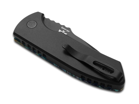 Pro-Tech Knives, LLC™ Short Bladed Rockeye LG423-STARRY NIGHT Starry Night G-Carta and Black 6061-T6 Aluminum CPM S35VN Stainless Steel Pocket Knife