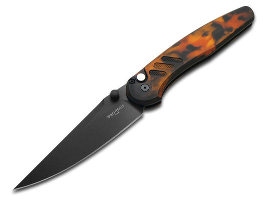 Pro-Tech Knives, LLC™ Avalon Button Lock PN1104-DF Del Fuego Anodized 6061-T6 Aluminum MagnaCut Stainless Steel Pocket Knife
