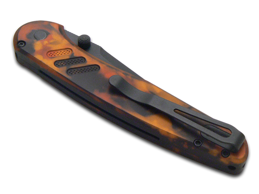 Pro-Tech Knives, LLC™ Avalon Button Lock PN1104-DF Del Fuego Anodized 6061-T6 Aluminum MagnaCut Stainless Steel Pocket Knife