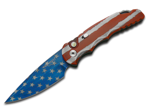 Pro-Tech Knives, LLC™ Tactical Response 5 TR-5-T501-PATRIOT Red & White Stripe Cerakote 6061-T6 Aluminum CPM S35VN Stainless Steel Pocket Knife
