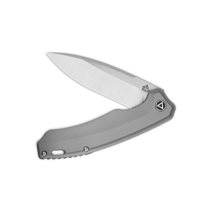 QSP Knives™ Woodpecker Frame Lock 116-A-II Gray Titanium Bohler M390 Stainless Steel Pocket Knife