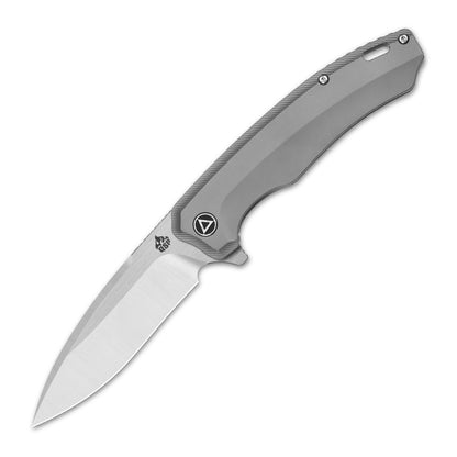 QSP Knives™ Woodpecker Frame Lock 116-A-II Gray Titanium Bohler M390 Stainless Steel Pocket Knife