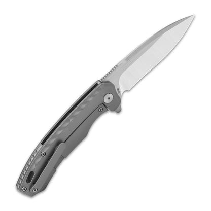 QSP Knives™ Woodpecker Frame Lock 116-A-II Gray Titanium Bohler M390 Stainless Steel Pocket Knife