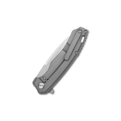 QSP Knives™ Woodpecker Frame Lock 116-A-II Gray Titanium Bohler M390 Stainless Steel Pocket Knife