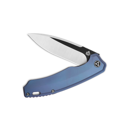 QSP Knives™ Woodpecker Frame Lock 116-C-II Blue Titanium Bohler M390 Stainless Steel Pocket Knife