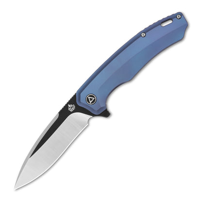 QSP Knives™ Woodpecker Frame Lock 116-C-II Blue Titanium Bohler M390 Stainless Steel Pocket Knife