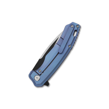 QSP Knives™ Woodpecker Frame Lock 116-C-II Blue Titanium Bohler M390 Stainless Steel Pocket Knife