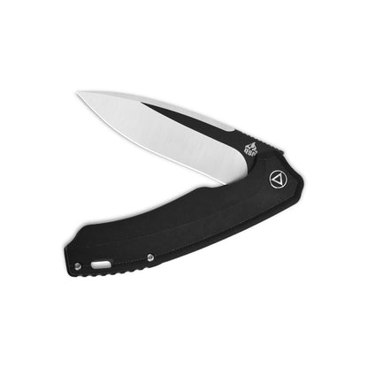 QSP Knives™ Woodpecker Frame Lock 116-D-II Black Titanium Bohler M390 Stainless Steel Pocket Knife