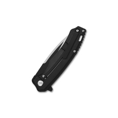 QSP Knives™ Woodpecker Frame Lock 116-D-II Black Titanium Bohler M390 Stainless Steel Pocket Knife