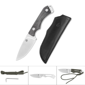 QSP Knives™ Workaholic Fixed Blade 124-B Black Micarta Bohler N690 Stainless Steel Knife