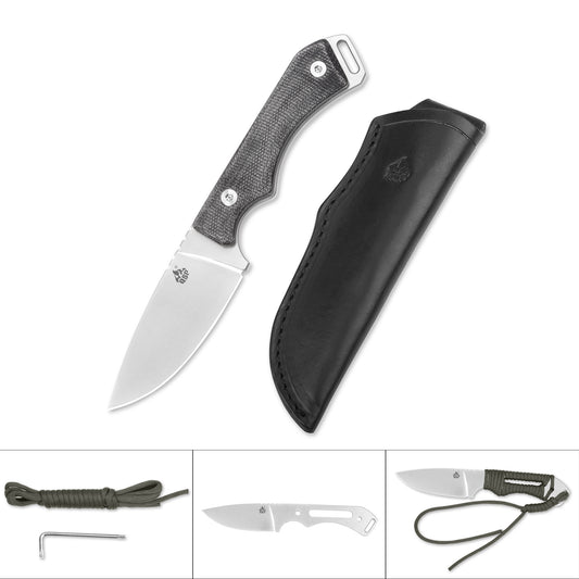 QSP Knives™ Workaholic Fixed Blade 124-B Black Micarta Bohler N690 Stainless Steel Knife