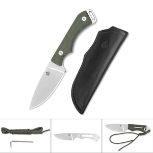 QSP Knives™ Workaholic Fixed Blade 124-D Green Micarta Bohler N690 Stainless Steel Knife