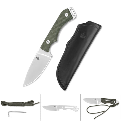 QSP Knives™ Workaholic Fixed Blade 124-D Green Micarta Bohler N690 Stainless Steel Knife