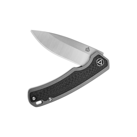 QSP Knives™ Puffin Frame Lock 127-D2 Black Carbon Fiber and Gray Titanium CPM S35VN Stainless Steel Pocket Knife
