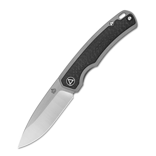 QSP Knives™ Puffin Frame Lock 127-D2 Black Carbon Fiber and Gray Titanium CPM S35VN Stainless Steel Pocket Knife