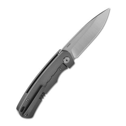 QSP Knives™ Puffin Frame Lock 127-D2 Black Carbon Fiber and Gray Titanium CPM S35VN Stainless Steel Pocket Knife