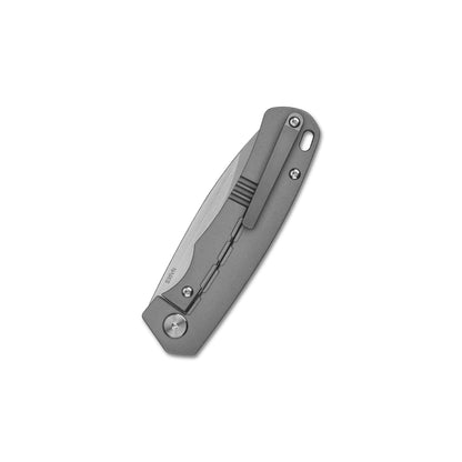 QSP Knives™ Puffin Frame Lock 127-D2 Black Carbon Fiber and Gray Titanium CPM S35VN Stainless Steel Pocket Knife