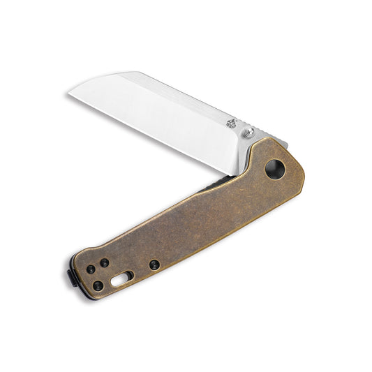 QSP Knives™ Penguin Liner Lock 130-F Brass D2 Semi-Stainless Steel Pocket Knife