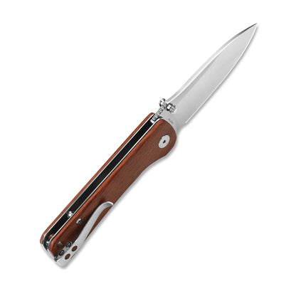 QSP Knives™ Hawk Liner Lock 131-O1 Mkuruti Wood Sandvik 14C28N Stainless Steel Pocket Knife