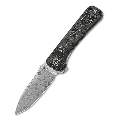 QSP Knives™ Hawk Liner Lock 131-Q Aluminum Carbon Fiber Laminated Damascus Steel Pocket Knife