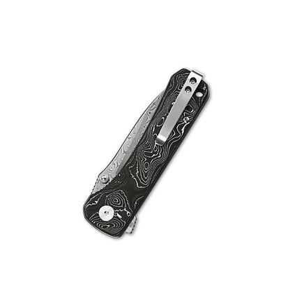 QSP Knives™ Hawk Liner Lock 131-Q Aluminum Carbon Fiber Laminated Damascus Steel Pocket Knife
