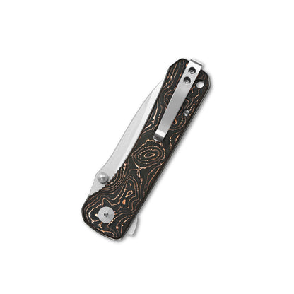 QSP Knives™ Hawk Liner Lock 131-T Copper Carbon Fiber CPM S35VN Stainless Steel Pocket Knife