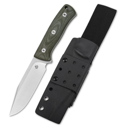 QSP Knives™ Bison Fixed Blade 134-C Green Micarta D2 Semi-Stainless Steel Knife