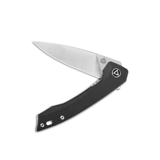 QSP Knives™ Leopard Liner Lock 135-B Black Micarta Sandvik 14C28N Stainless Steel Pocket Knife