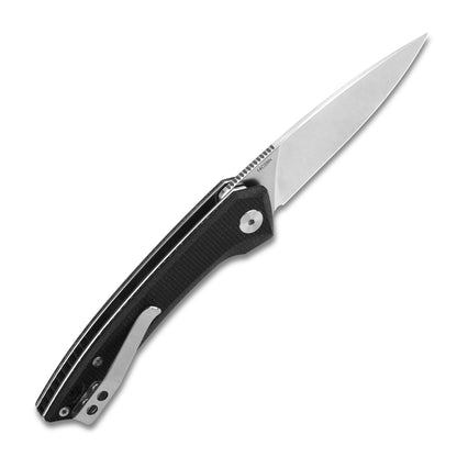 QSP Knives™ Leopard Liner Lock 135-B Black Micarta Sandvik 14C28N Stainless Steel Pocket Knife